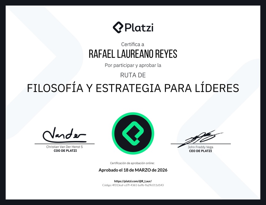 Diploma de la Ruta de Aprendizaje de Filosofía y Estrategia para Líderes