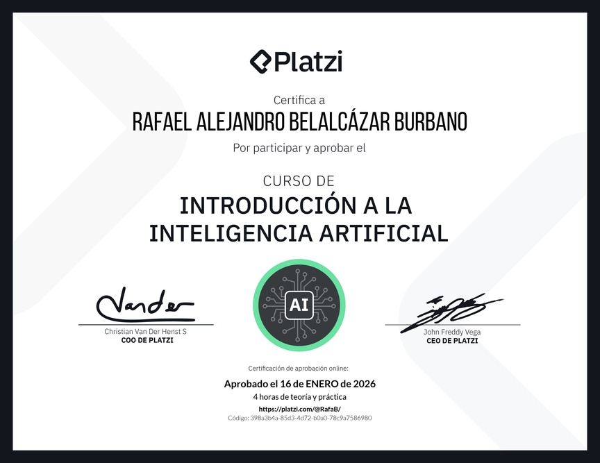 Diploma del Curso Gratis de Introducción a la Inteligencia Artificial