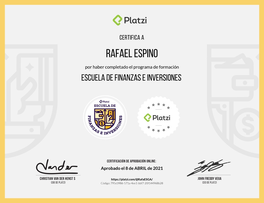 Diploma de la Ruta de Aprendizaje de Finanzas e Inversiones