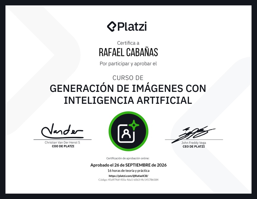 Diploma del Curso de Generación de Imágenes con Inteligencia Artificial