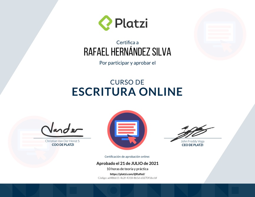 Diploma del Curso de Escritura Online