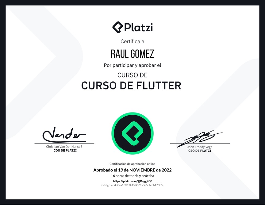 Diploma del Curso de Flutter