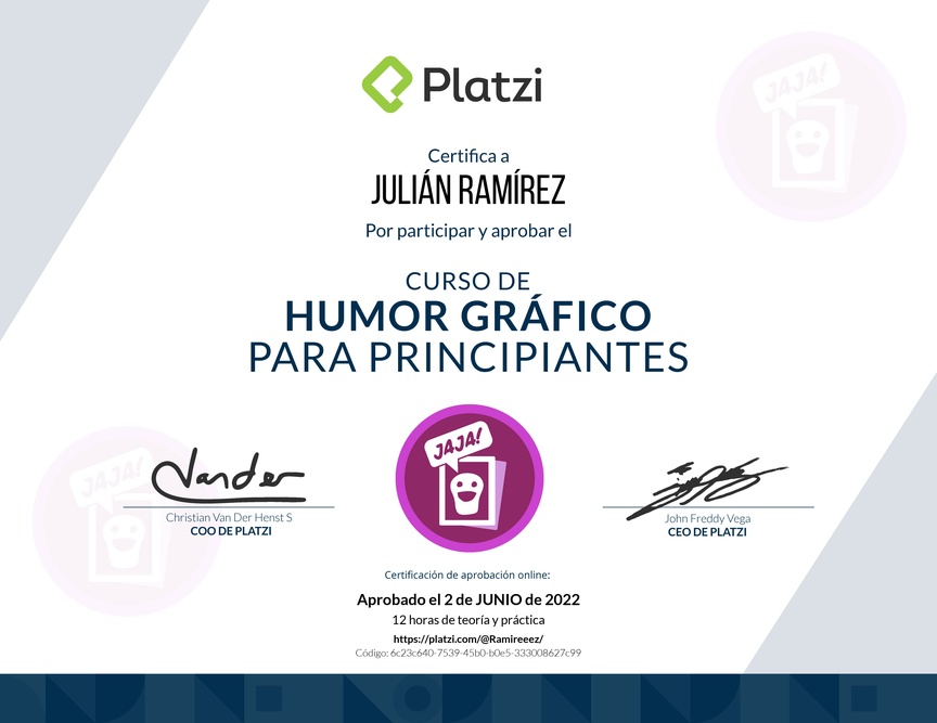 Diploma del Curso de iniciación al Humor Gráfico