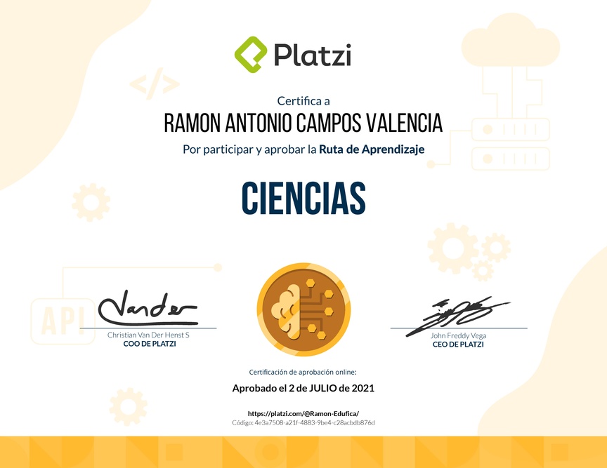 Diploma de la Ruta de Aprendizaje de Ciencias