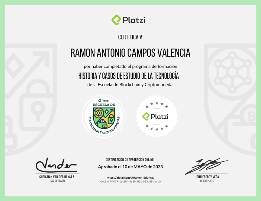 Diploma de la Ruta de Aprendizaje de Historia y Casos de Estudio de la Tecnología