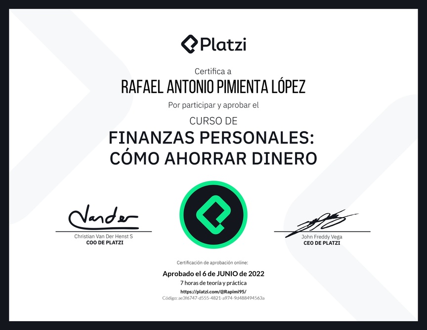 Diploma del Curso de Estrategias de Ahorro y Planificación Financiera