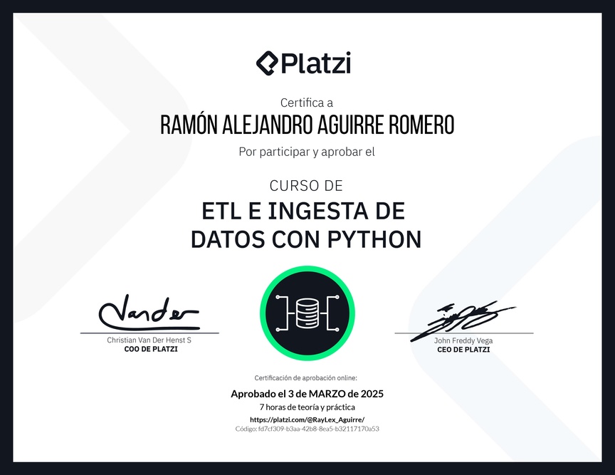 Diploma del Curso de ETL e ingesta de datos con Python