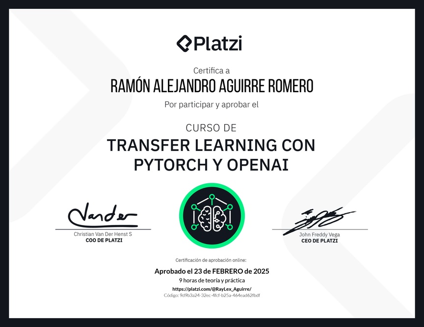 Diploma del Curso de Transfer Learning con Pytorch y OpenAI