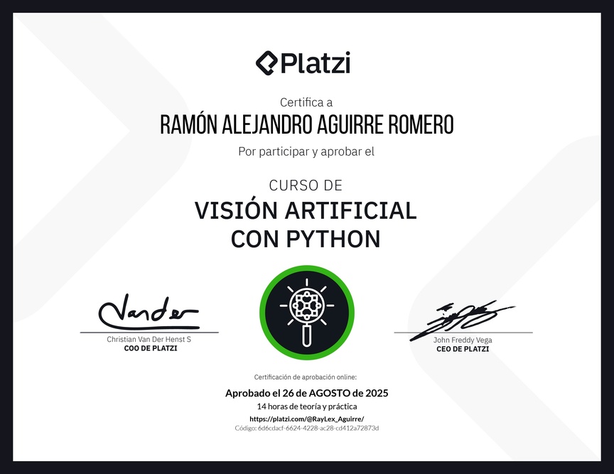 Diploma del Curso de Visión Artificial con Python
