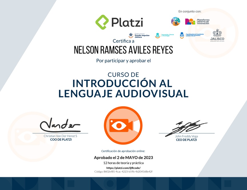 Diploma del Curso de Introducción al Lenguaje Audiovisual
