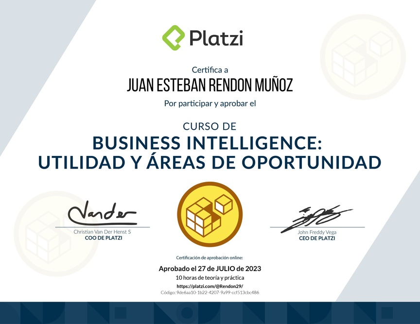 Diploma del Curso de Business Intelligence: Utilidad y Áreas de Oportunidad