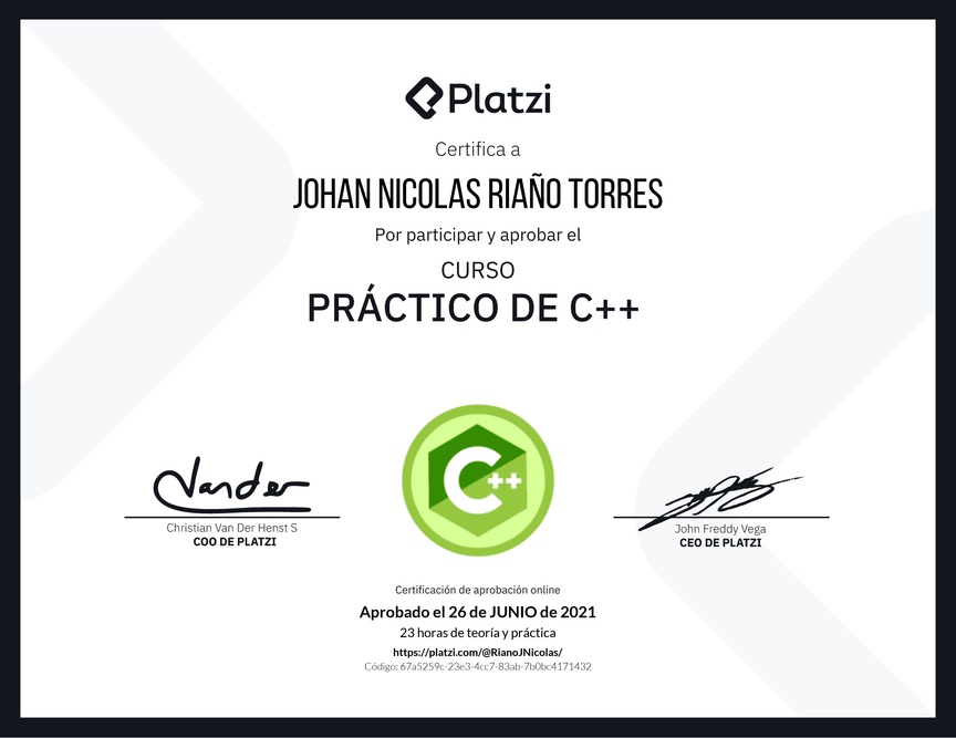Diploma del Curso Práctico de C++