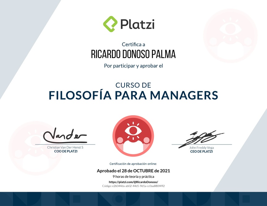 Diploma de Audiocurso de Filosofía para Managers