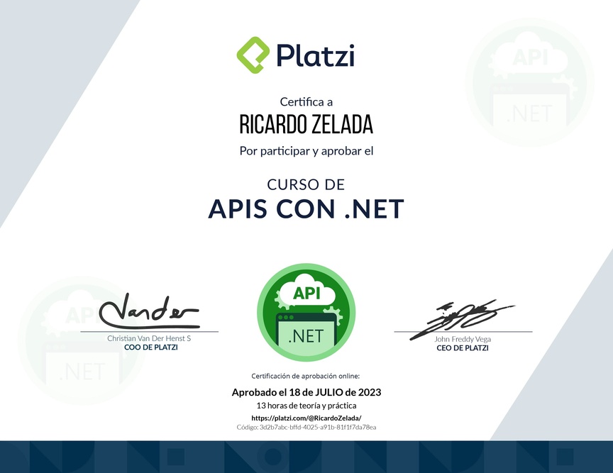 Diploma del Curso de APIs con .NET