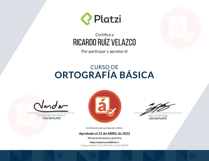 Diploma del Curso de Ortografía Básica