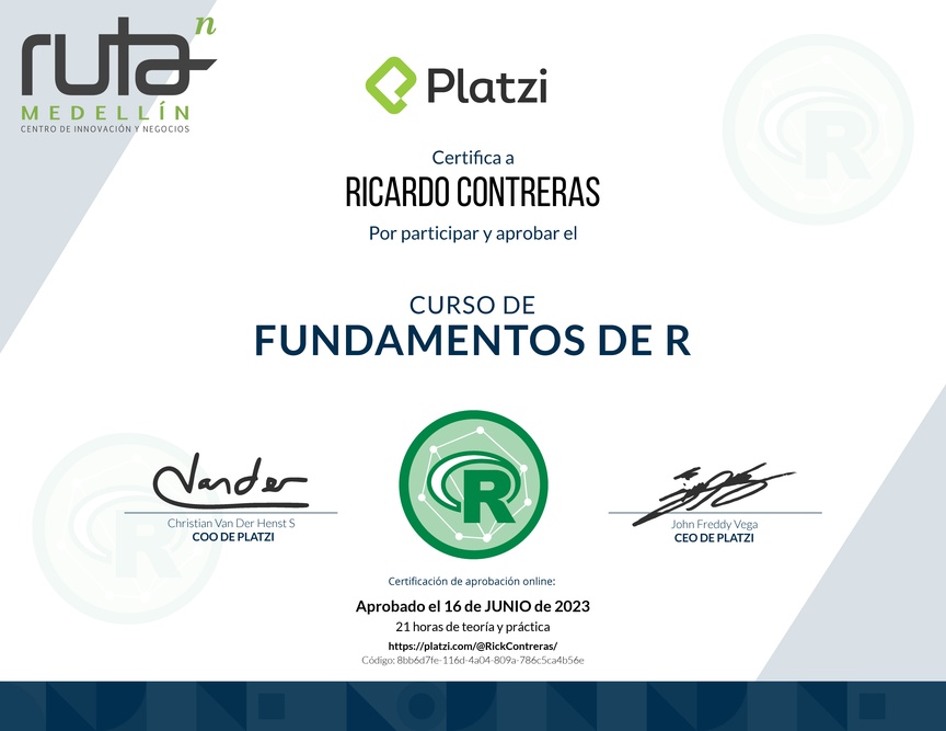 Diploma del Curso de Fundamentos de R
