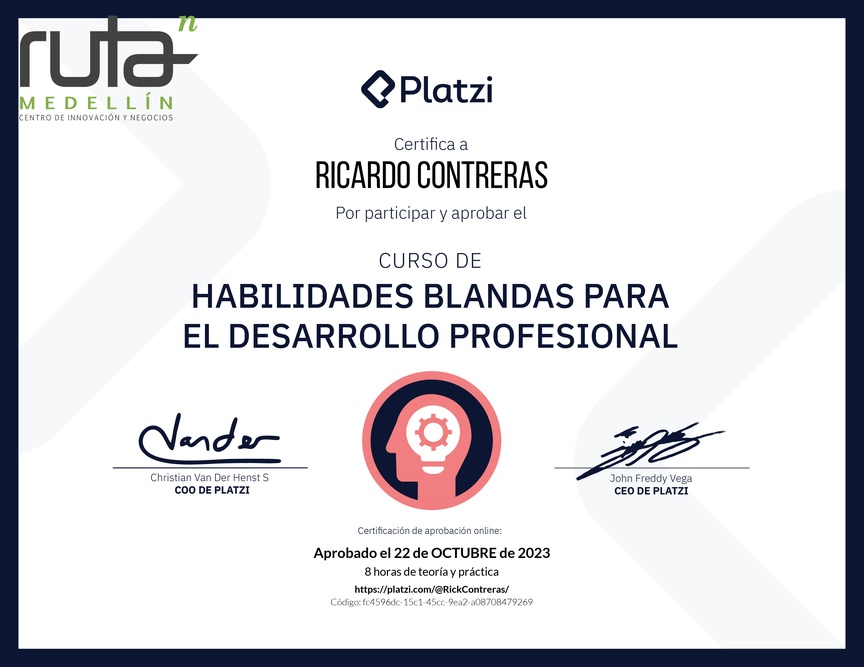 Diploma del Curso de Habilidades Blandas para el Desarrollo Profesional