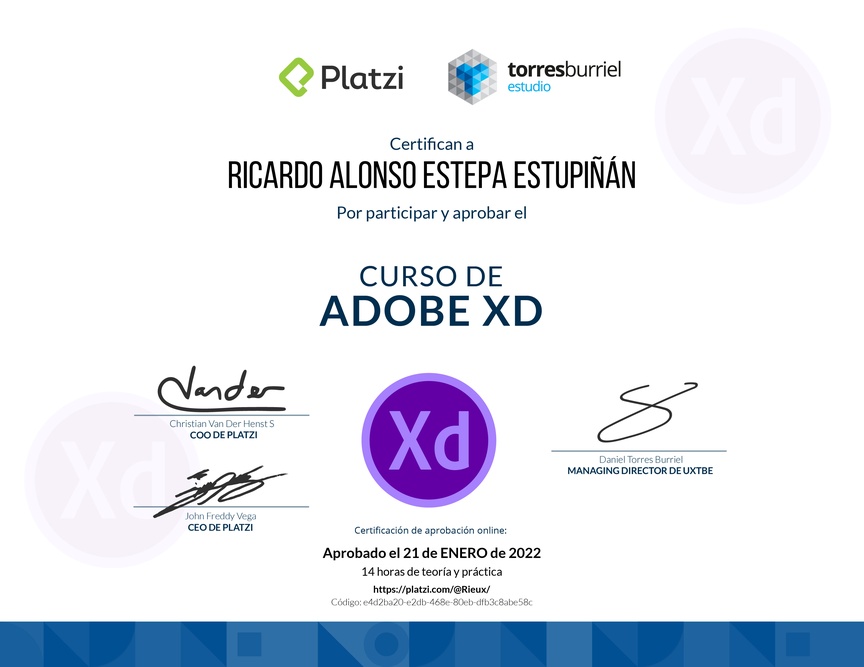 Diploma del Curso de Adobe XD