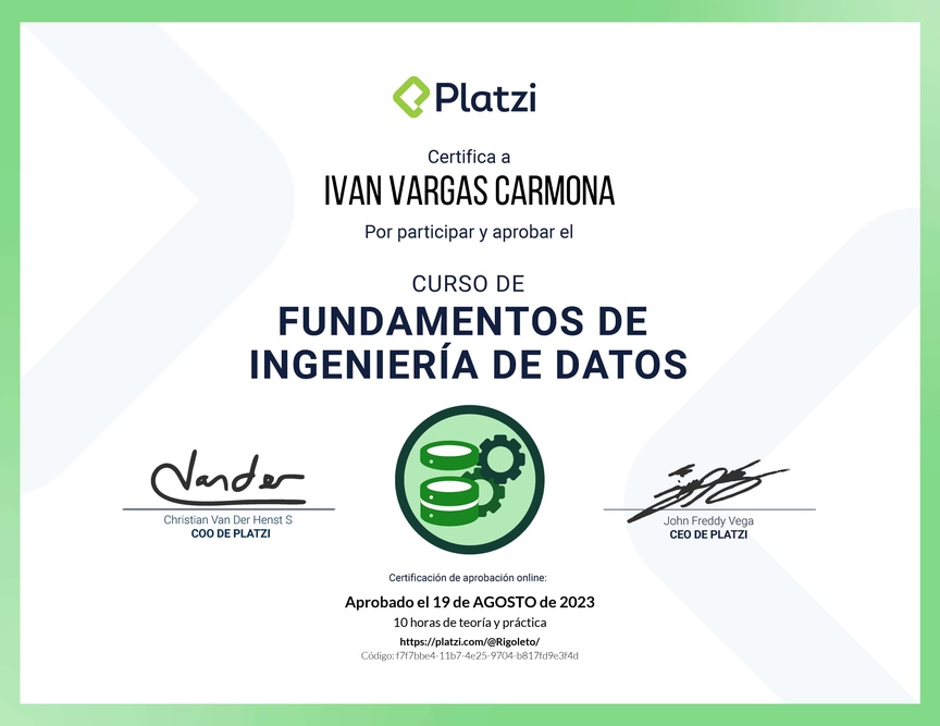 Diploma del Curso de Fundamentos de Ingeniería de Datos
