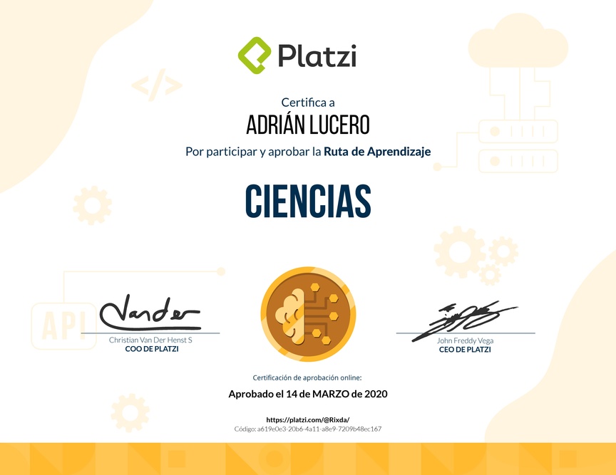 Diploma de la Ruta de Aprendizaje de Ciencias