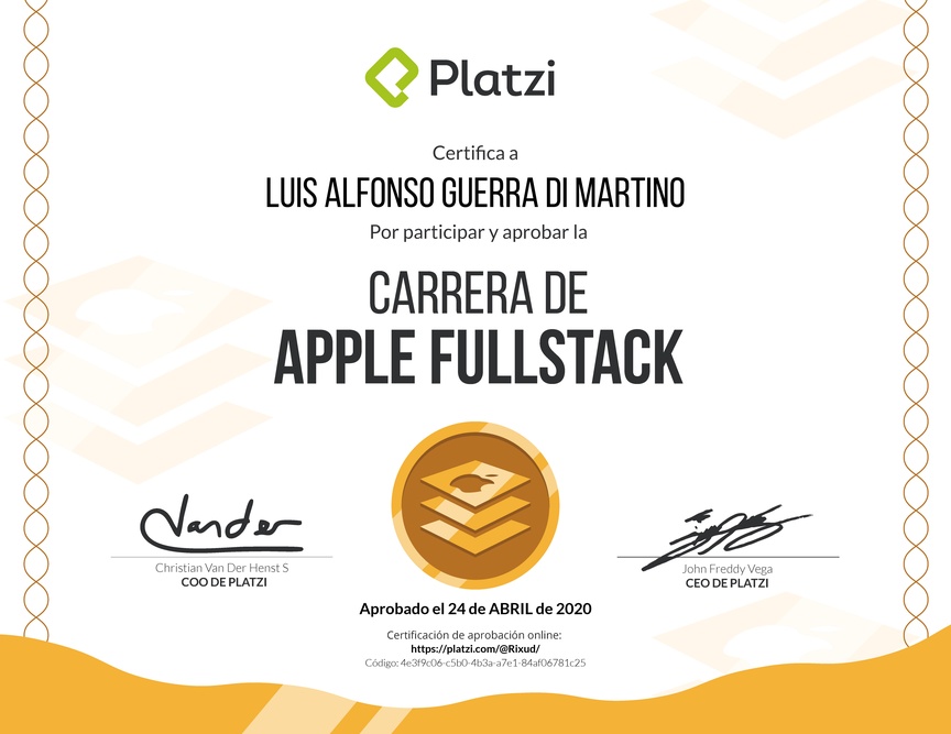 Diploma de la Ruta de Aprendizaje de Desarrollo de Aplicaciones iOS