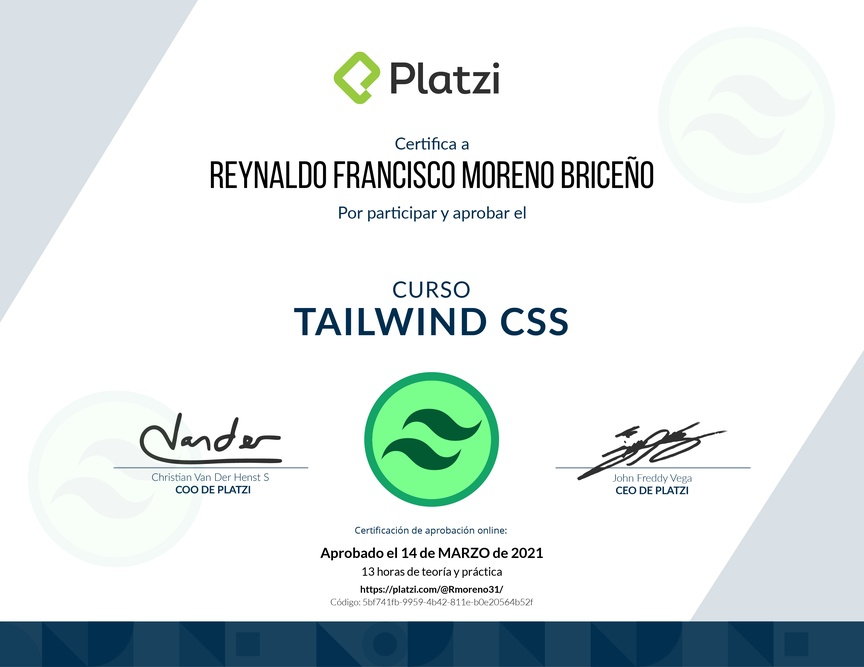 Diploma del Curso de Tailwind CSS 1