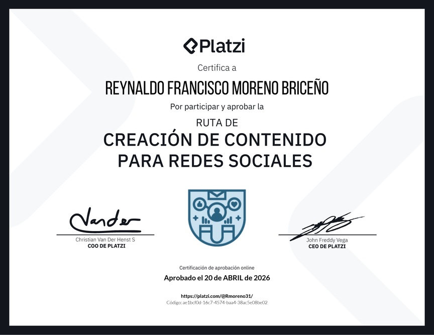 Diploma de la Ruta de Aprendizaje de Creación de Contenido para Redes Sociales