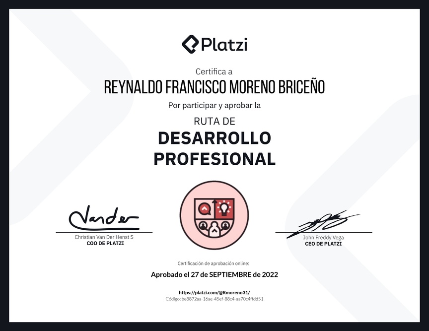 Diploma de la Ruta de Aprendizaje de Desarrollo profesional