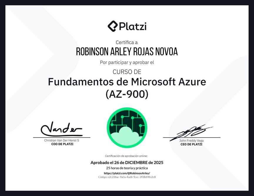 Diploma del Curso de Fundamentos de Microsoft Azure (AZ-900)