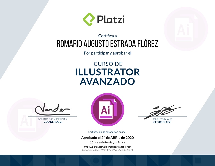 Diploma del Curso de Illustrator Avanzado