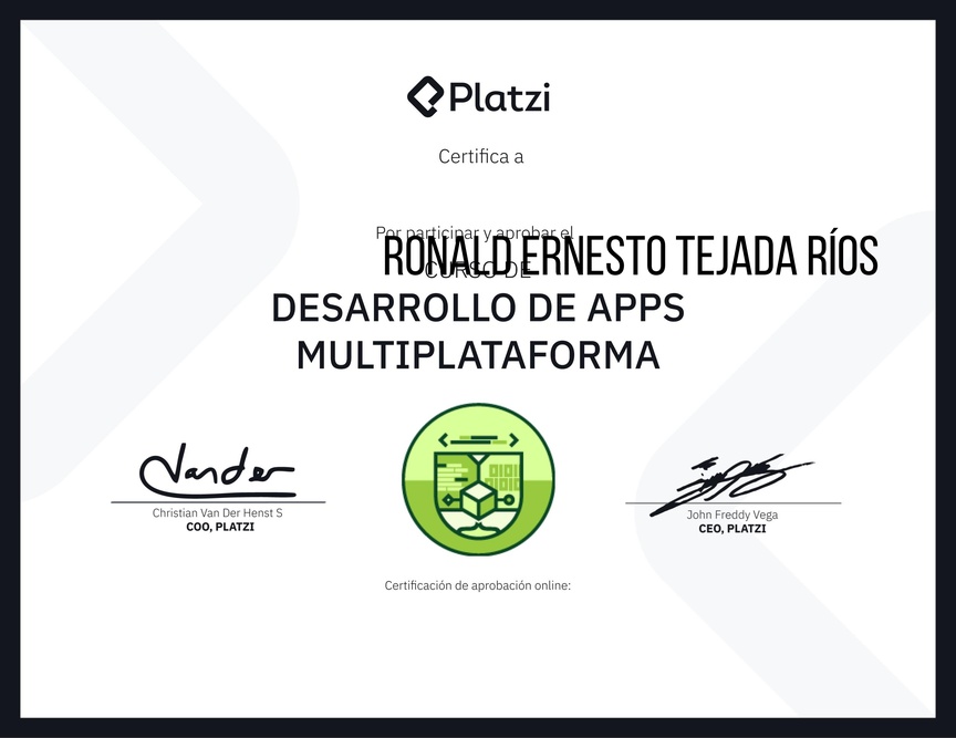 Diploma de la Ruta de Aprendizaje de Desarrollo de aplicaciones multiplataformas