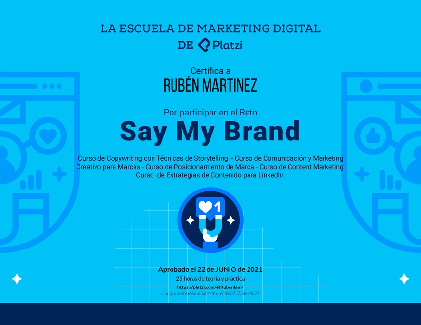 Diploma de Reto de Marca Personal