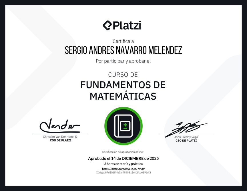 Diploma del Curso de Fundamentos de Matemáticas