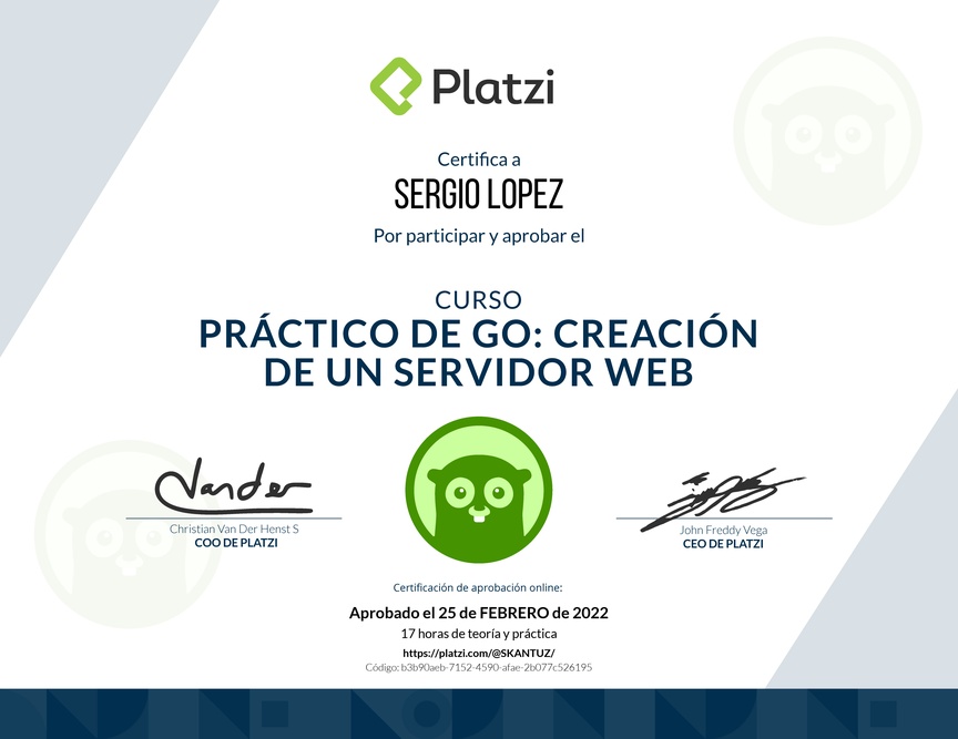 Diploma del Curso Práctico de Go: Creación de un Servidor Web