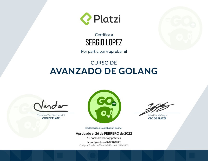 Diploma del Curso de Go Avanzado: Concurrencia y Patrones de Diseño