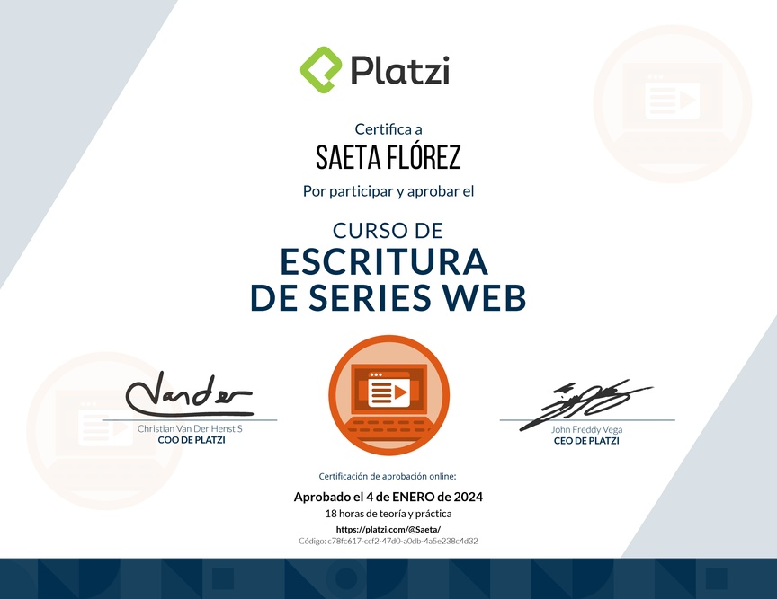 Diploma del Curso para escribir Series Web