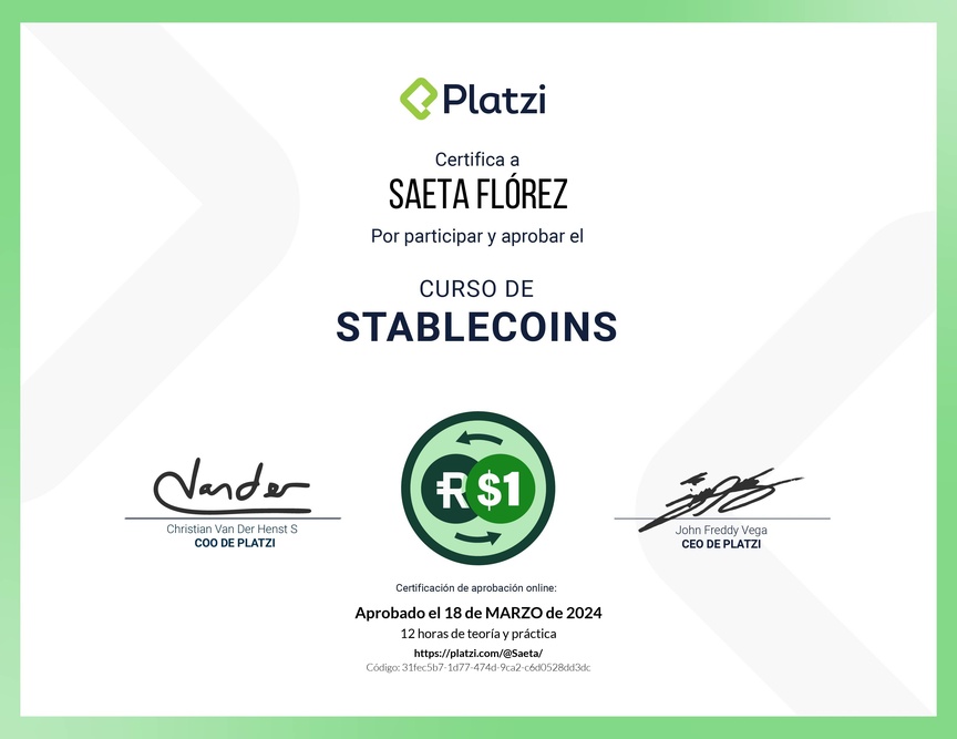 Diploma del Curso de Stablecoins
