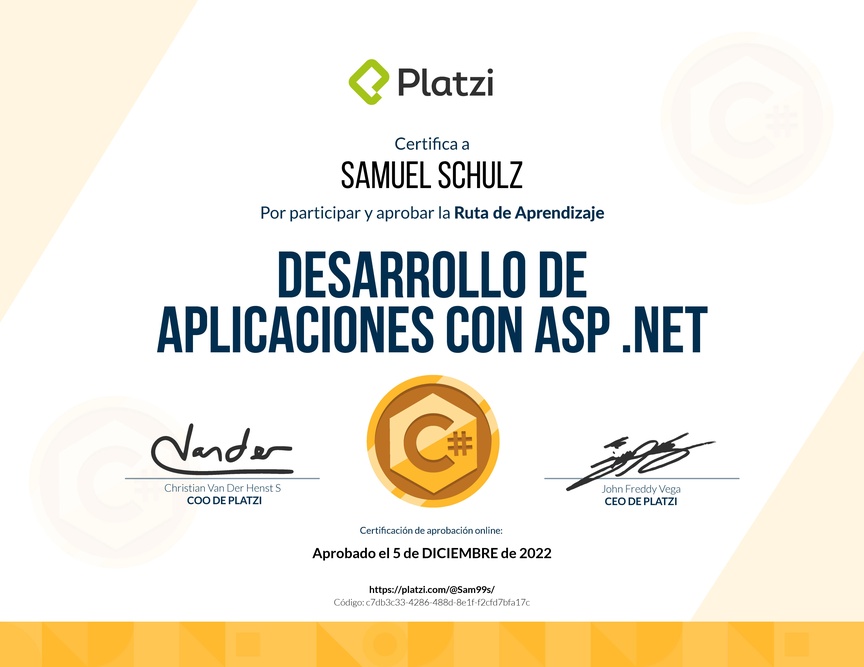 Diploma de la Ruta de Aprendizaje de Desarrollo con ASP.NET