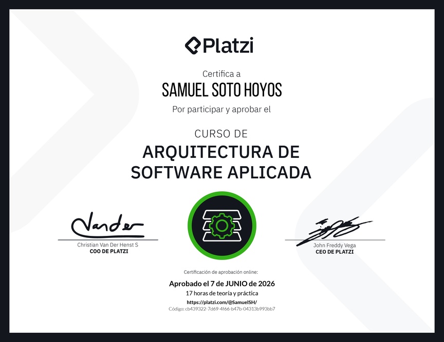 Diploma del Curso de Arquitectura de Software Aplicada