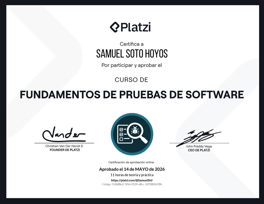 Diploma del Curso de Fundamentos de Pruebas de Software