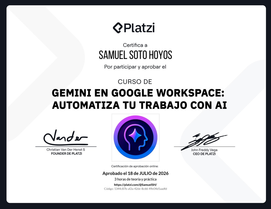 Diploma del Curso de Gemini en Google Workspace