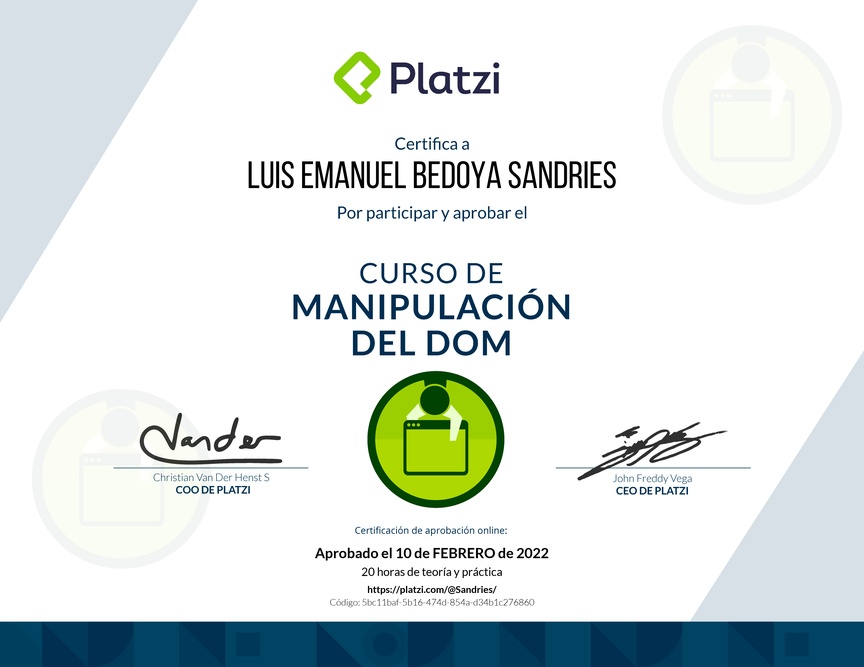 Diploma del Curso de Manipulación del DOM