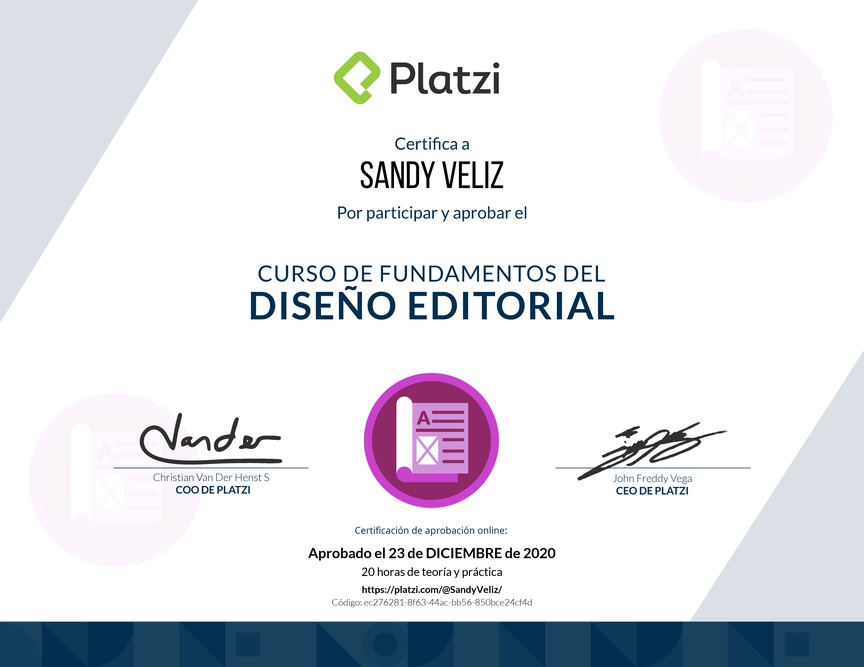 Diploma del Curso de Fundamentos del Diseño Editorial: Publicaciones Impresas y Digitales