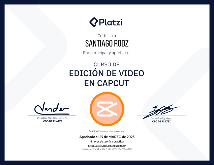 Diploma del Curso de Edición de Video con Capcut