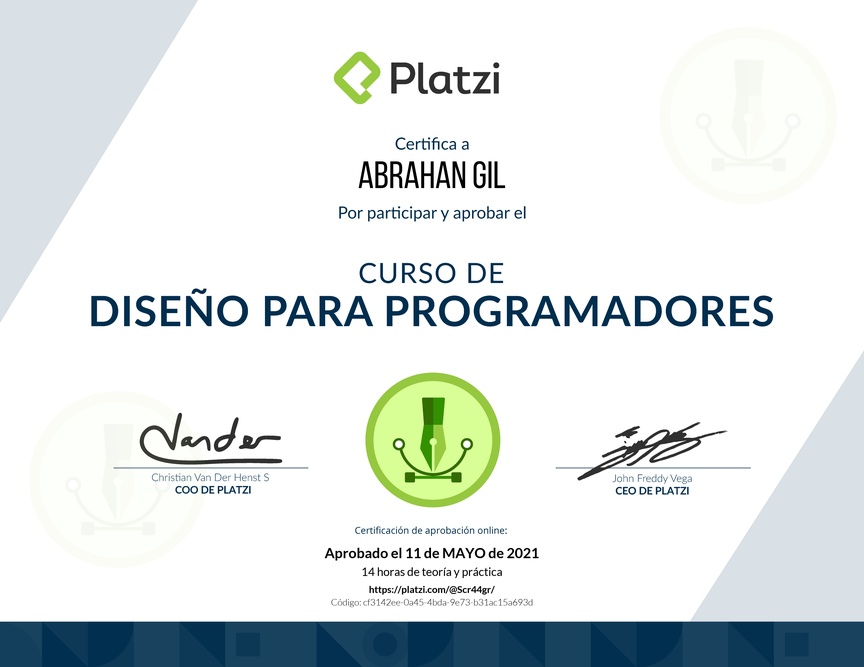 Diploma del Curso de Diseño para Developers