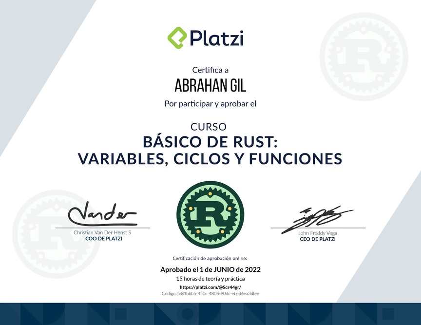 Diploma del Curso de Rust básico