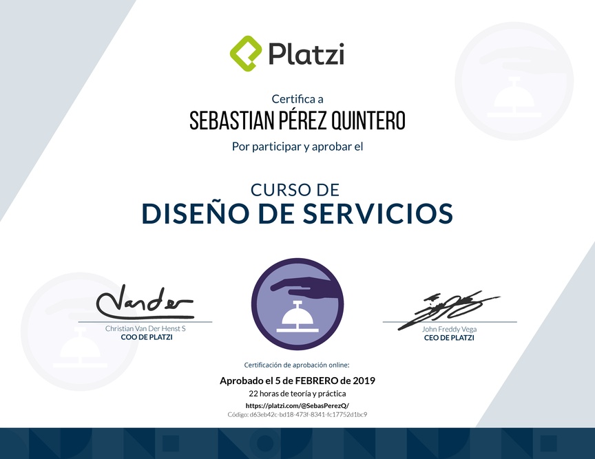 Diploma del Curso de Diseño de Servicios