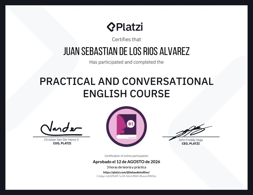 Diploma del Curso de Inglés Práctico y Conversacional