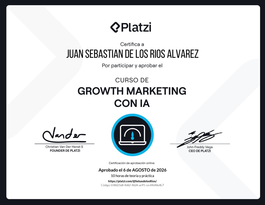 Diploma del Curso de Growth Marketing con Inteligencia Artificial