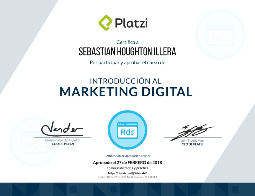 Diploma de Introducción al Marketing Digital-2017